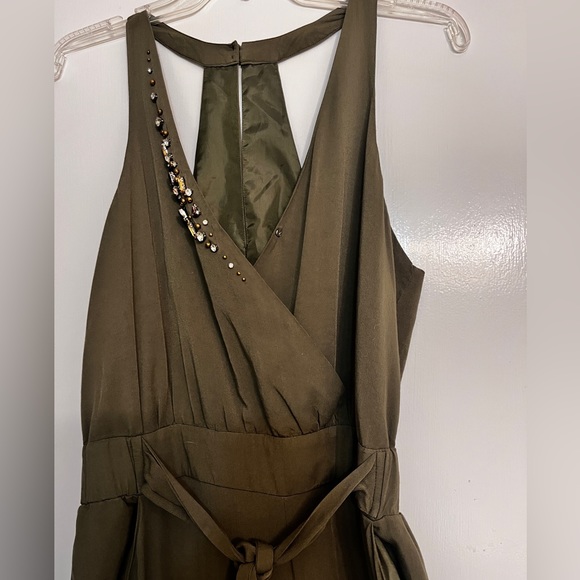 Venus woman’s olive green sleeveless jumpsuit w embellishment Small - Picture 3 of 8